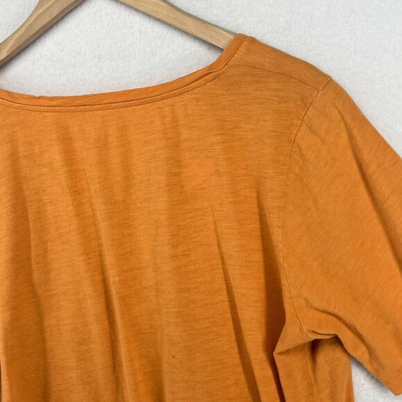 EILEEN FISHER Top M Slub Organic Cotton Jersey V-Neck Short Sleeve Orange - Picture 8 of 13